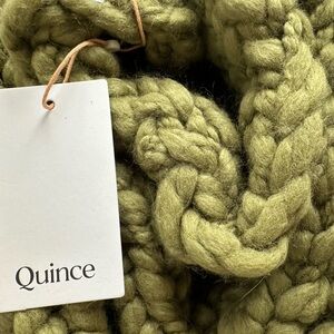 Quince Chunky Wool Blend throw Blanket in Olive 50x60